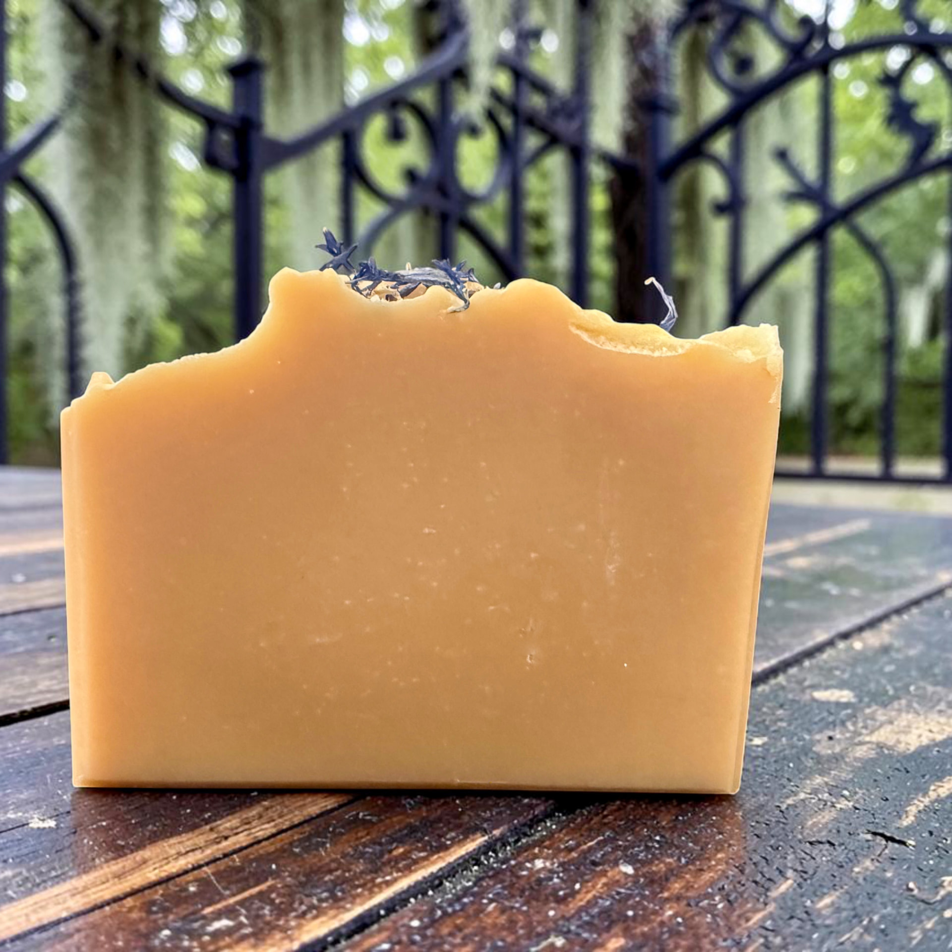 Lowcountry Muse Soap, a pale yellow handmade bar with a soft, clean finish